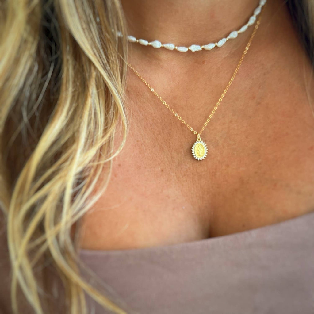 Blessed Mother  Gold Filled Necklace
