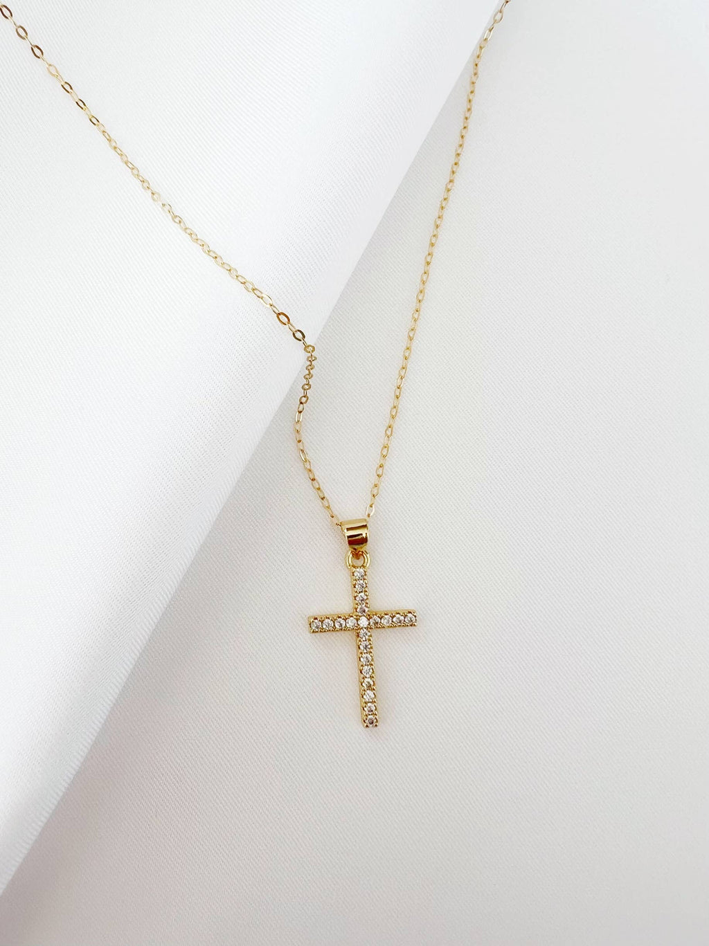 Gold Filled CZ Cross Necklace