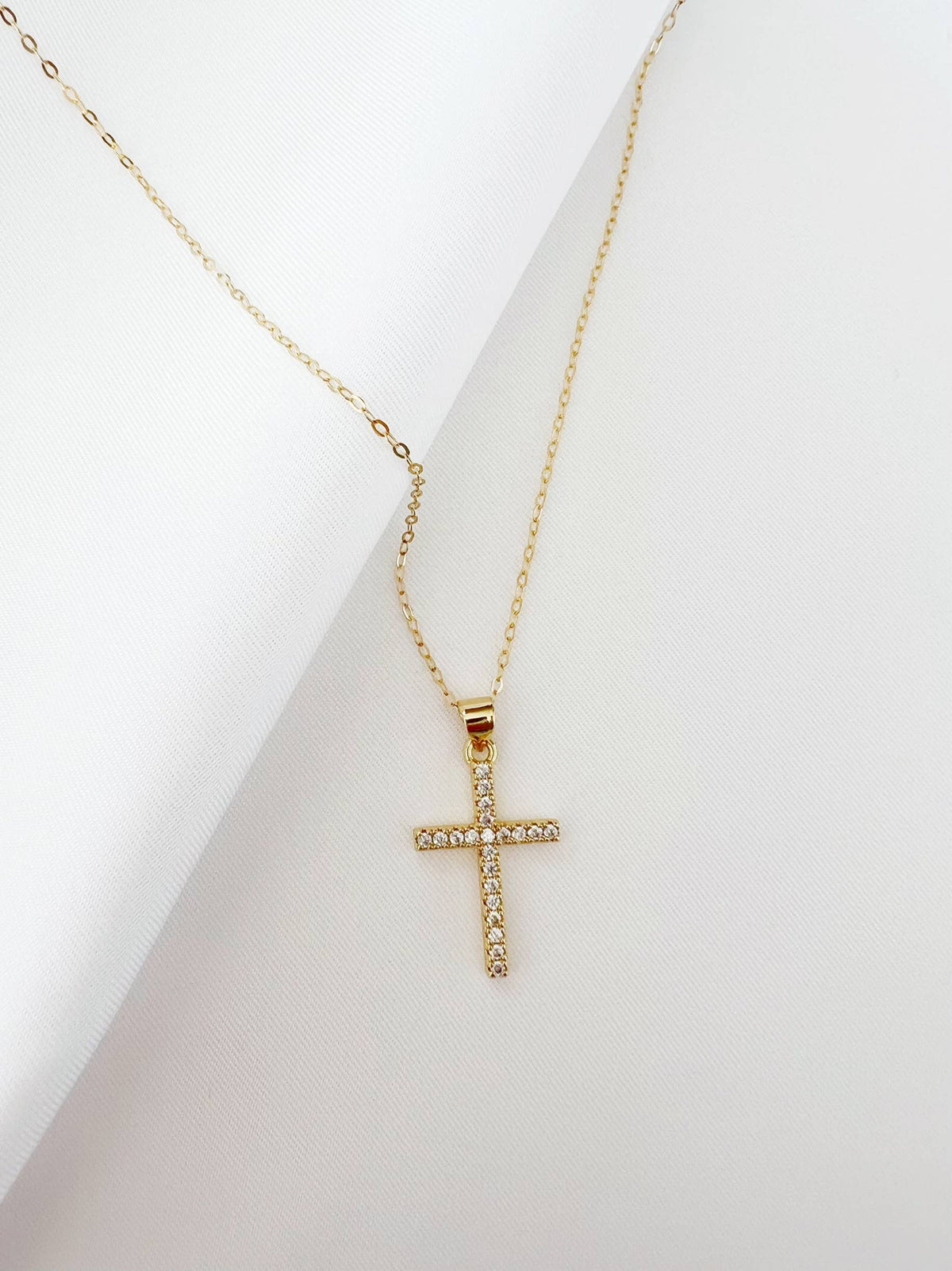 Gold Filled CZ Cross Necklace