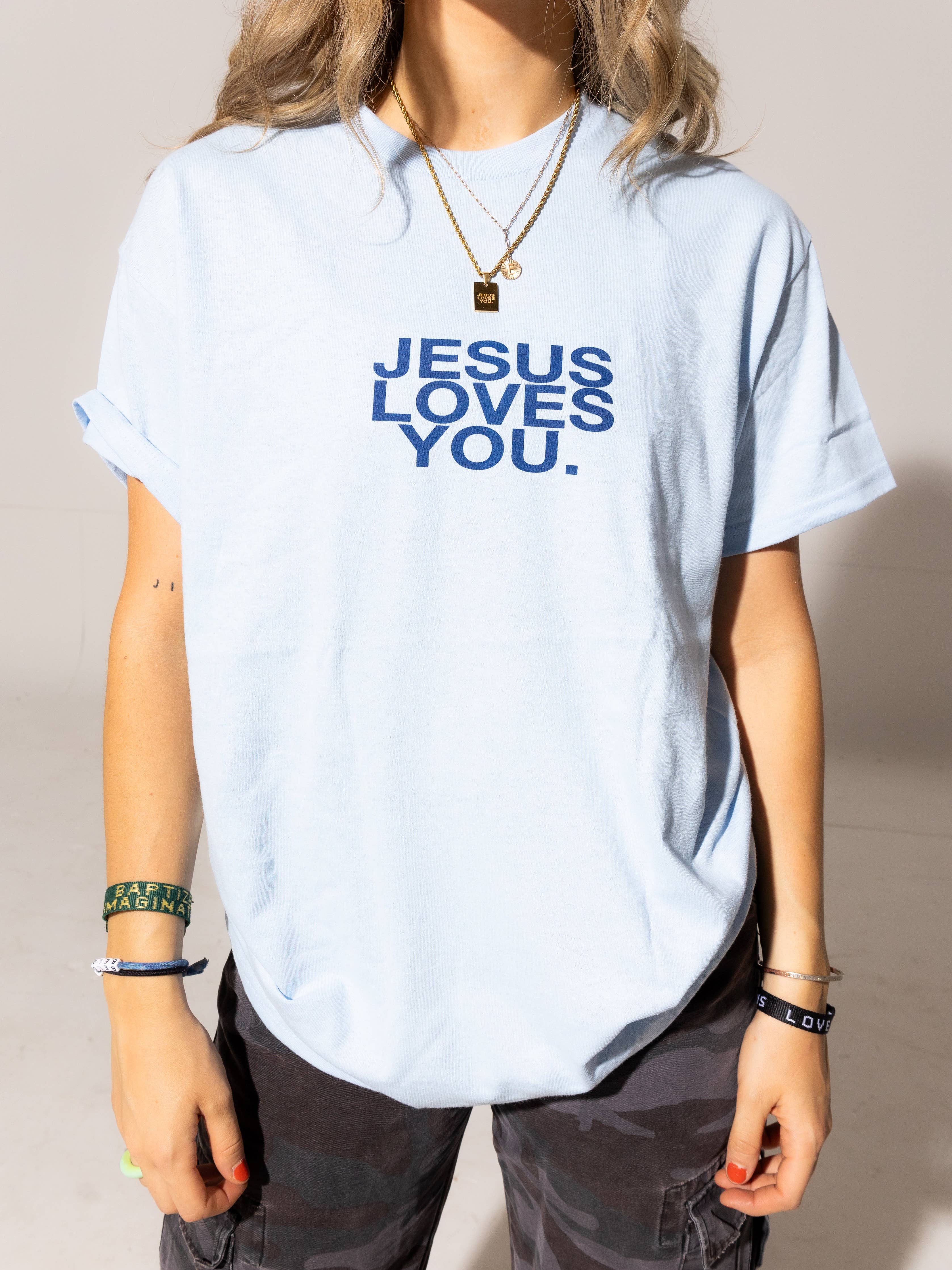 Jesus Loves You Light Blue Tee