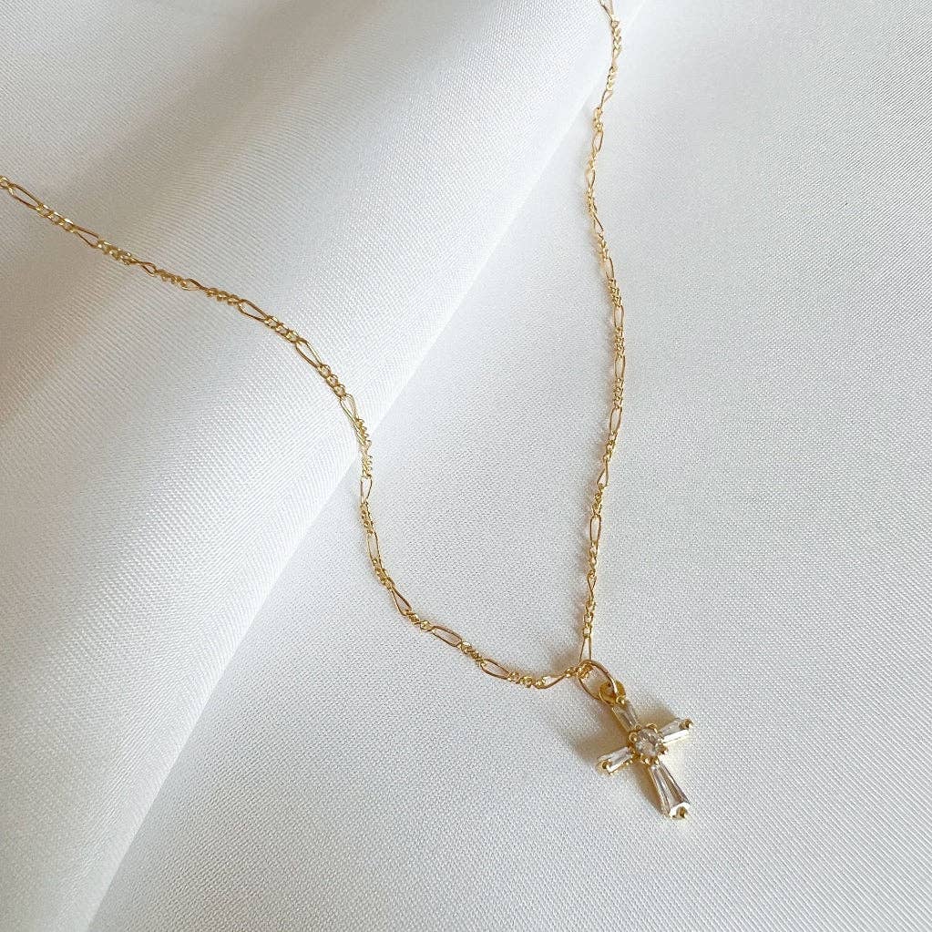 Gold Filled Petite CZ Cross Pendant