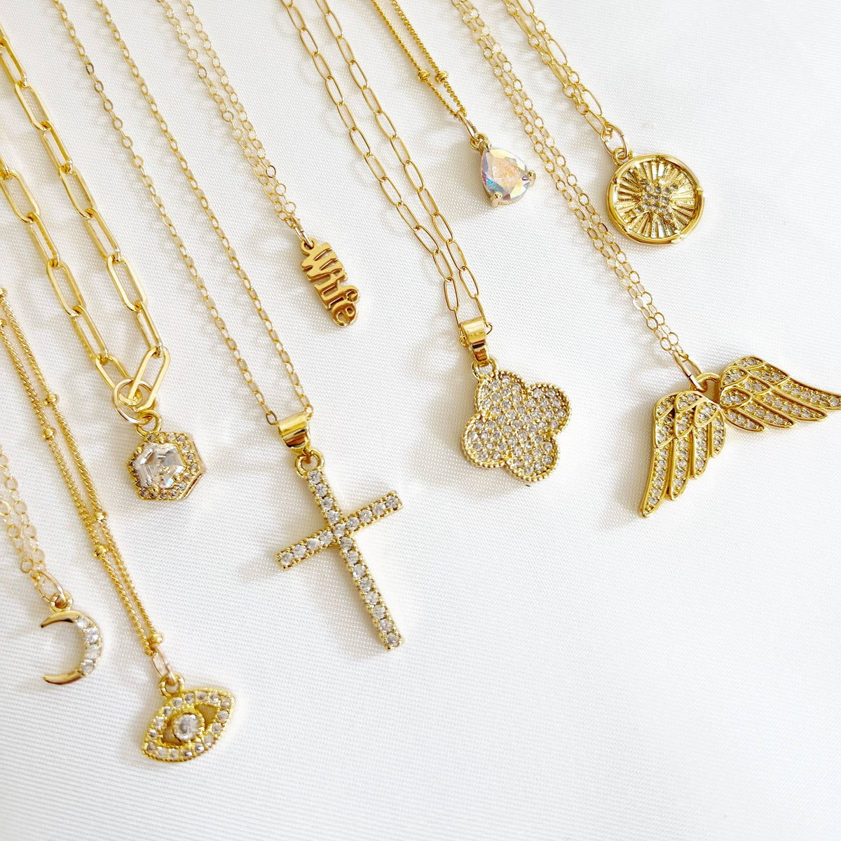 Gold Filled CZ Cross Necklace