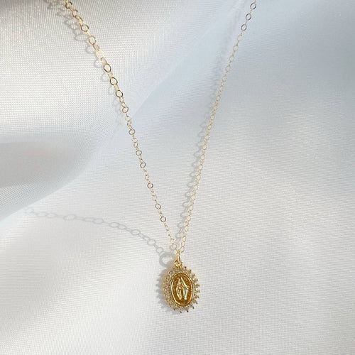 Blessed Mother  Gold Filled Necklace