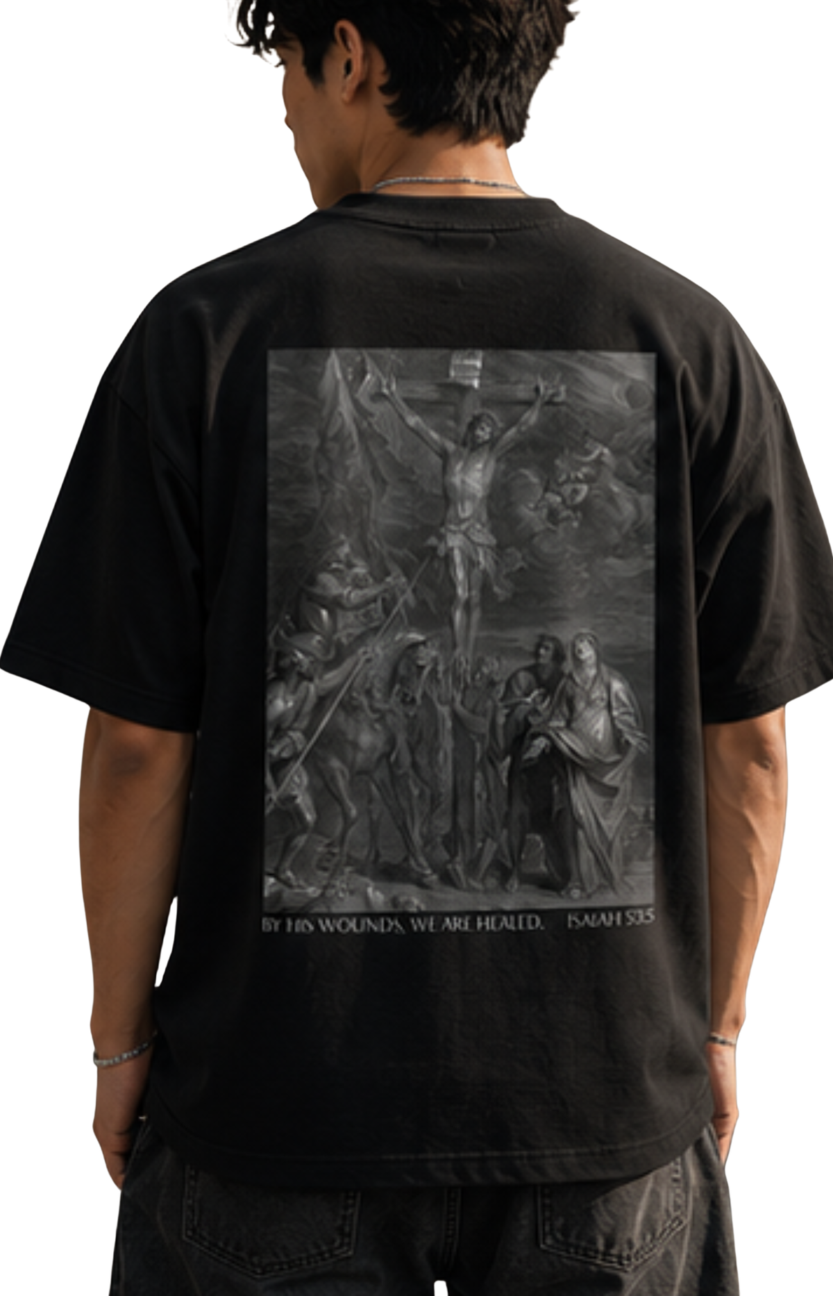 By His Wounds Crucifixion Heayweight Tee