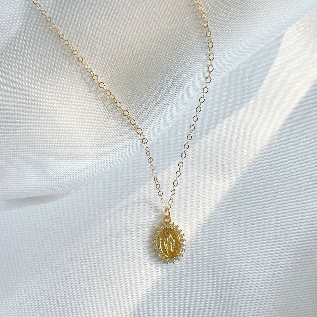 Blessed Mother  Gold Filled Necklace