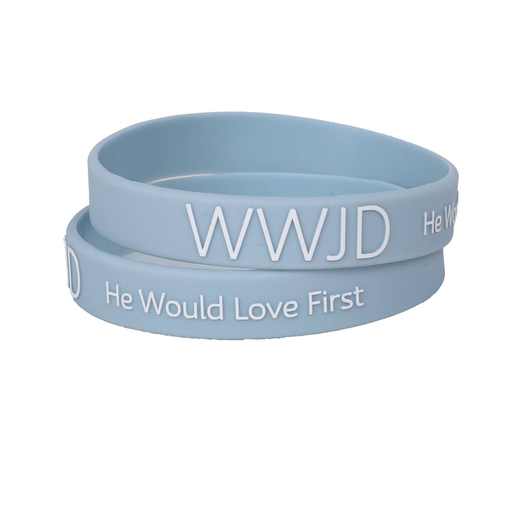 WWJD Light Blue Silicone Bracelet