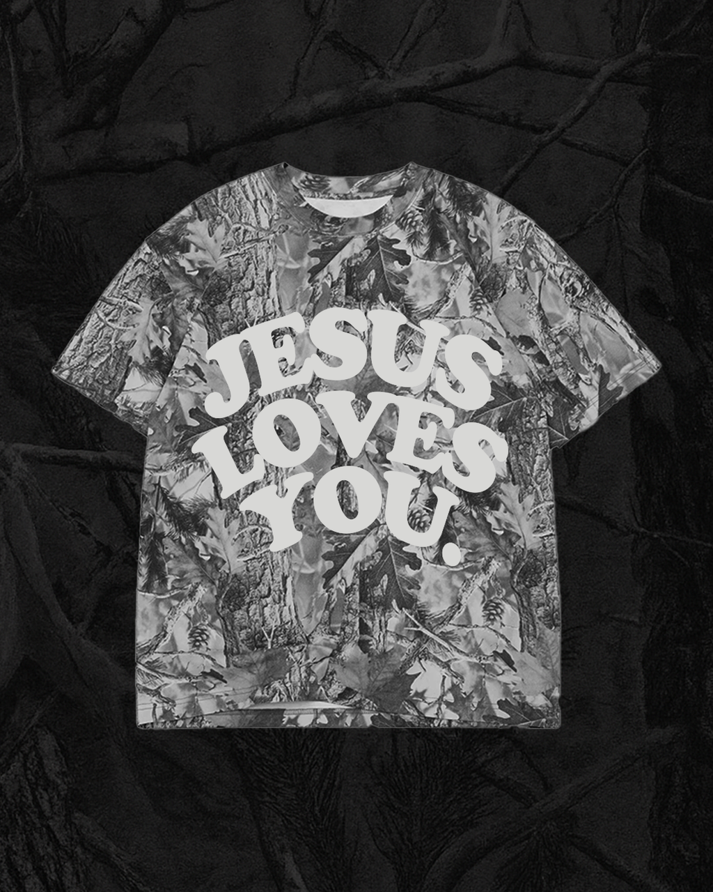 Jesus Loves You Midnight Oak Camo Tee