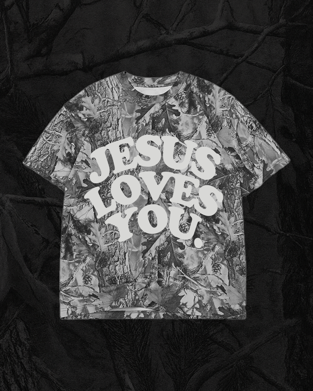 Jesus Loves You Midnight Oak Camo Tee