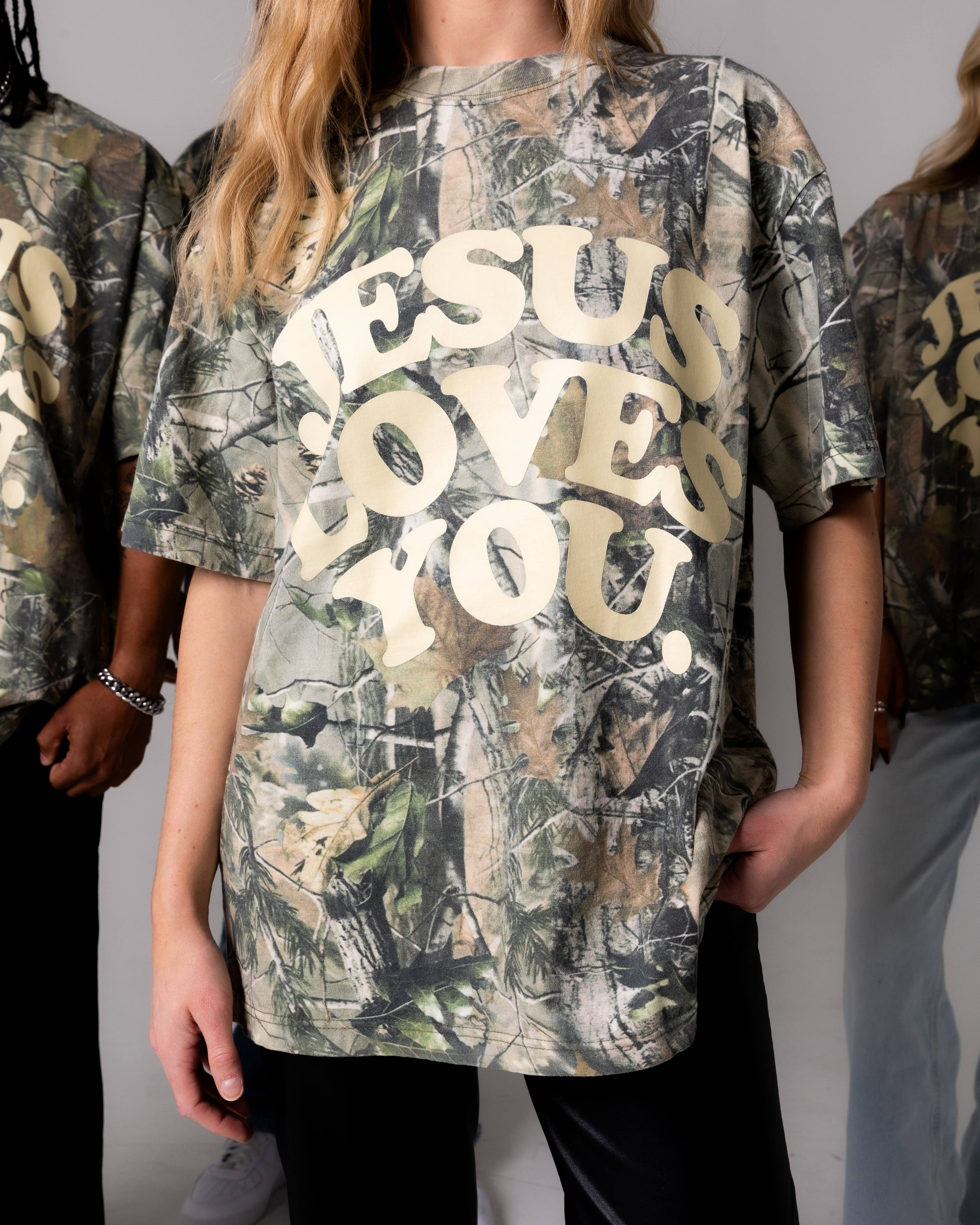 Jesus Loves You Oversized Camo Tee