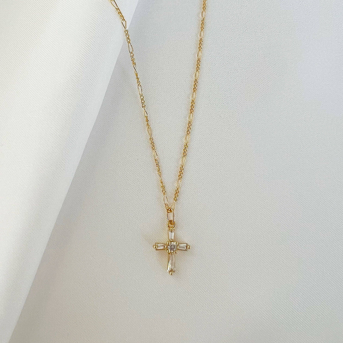 Gold Filled Petite CZ Cross Pendant