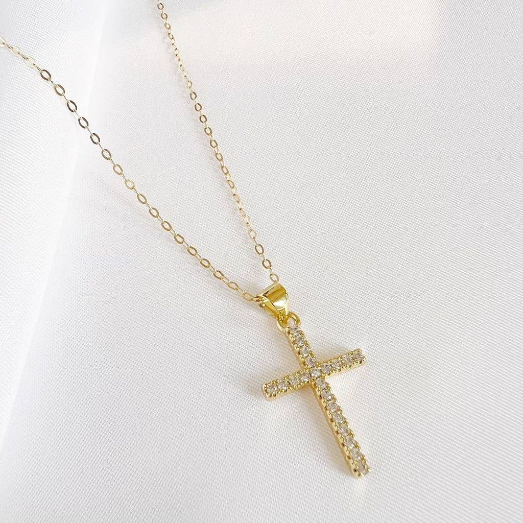 Gold Filled CZ Cross Necklace