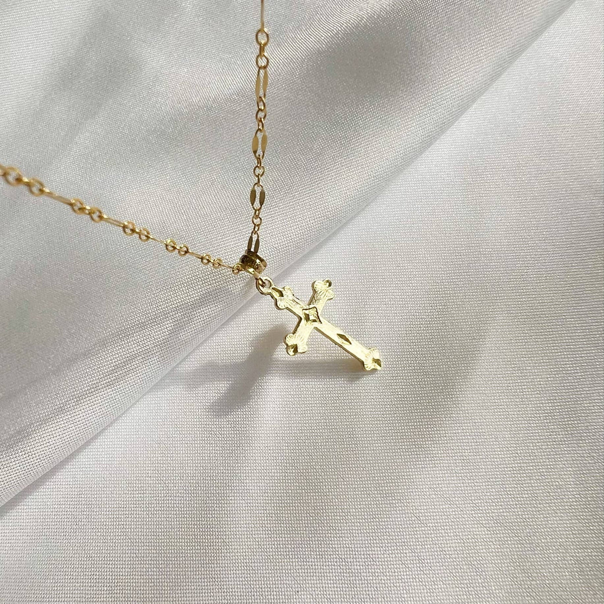 Risen Religious Gold Filled Cross Necklace